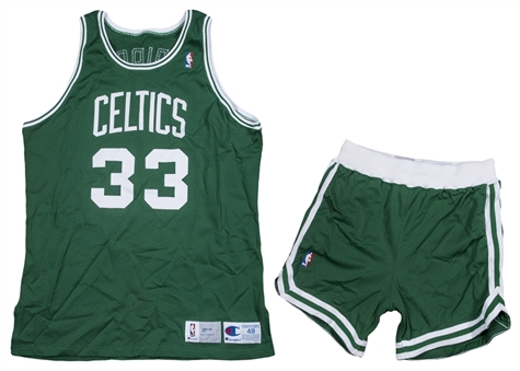 1991-92 Larry Bird Game Used and Signed Boston Celtics Final Season Jersey & Shorts (Beckett)